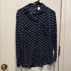 Navy Blue Patterned Women’s Shirt